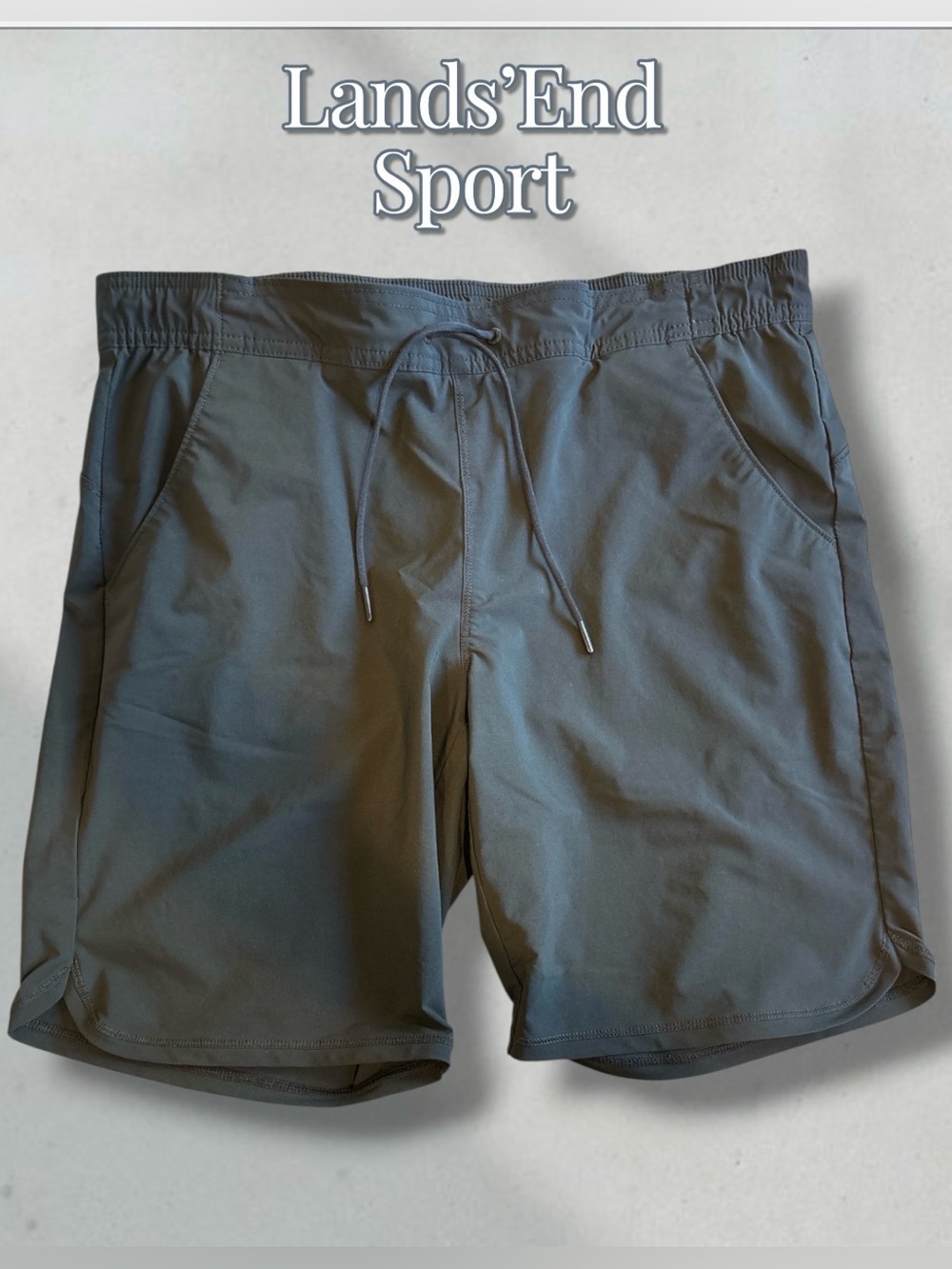 Lands' End Sport Black Active Swim Shorts Size 10 Lined 9" Inseam